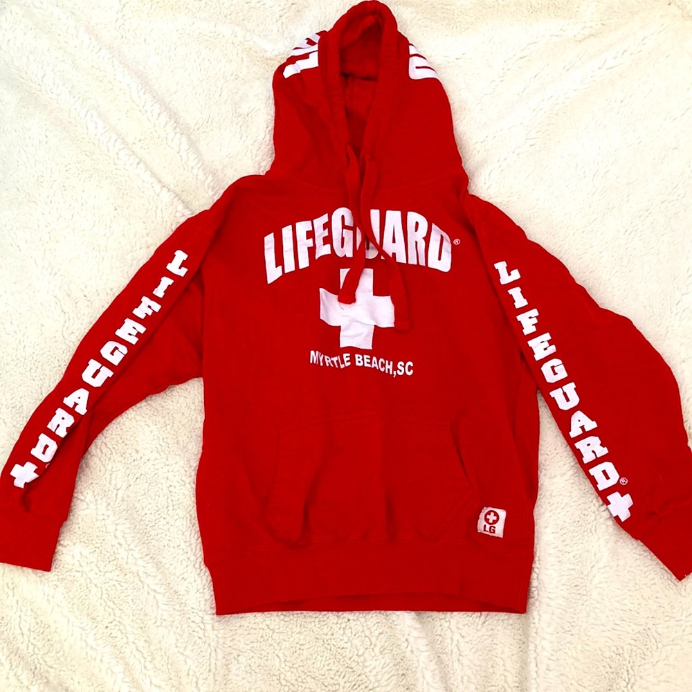 Kids small red and white Lifeguard sweatshirt